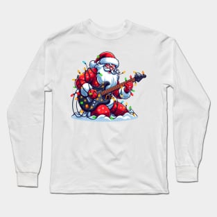 Santa Claus Playing Electric Guitar Long Sleeve T-Shirt